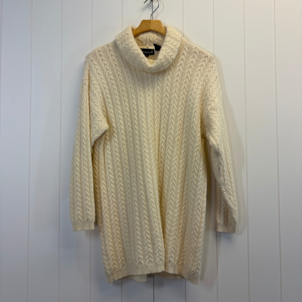Vintage Wainscott Preppy Lambswool Cable Knit Sweater Dress Women Large Academia